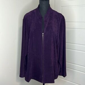 Plum purple lightweight jacket women’s 3X zip front coastal grandmother